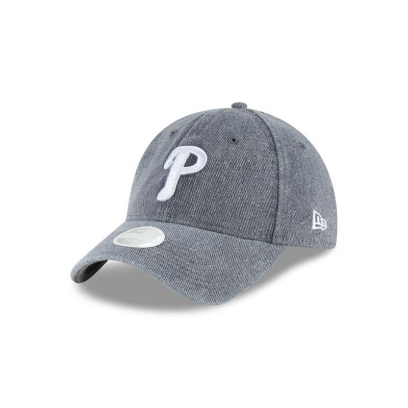 MLB Philadelphia Phillies Womens Faded Denim 9Twenty Adjustable (PMB3138) - Grey New Era Caps